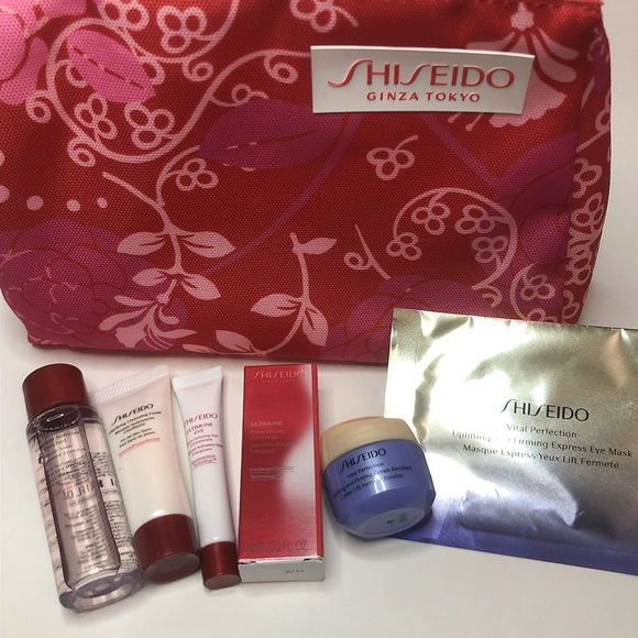 New Shiseido 7-Piece Skincare Travel Set Ultimune & Vital Perfection Bag - Picture 2 of 4